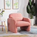 Stylish and Minimalist Teddy Fleece Single Sofa Chair with Arms and Pillow, Armchair, Accent Chair for Living Room, Bedroom, Study,Pink