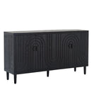 Modern Black Sideboard Cabinet with Decorative Nailhead Accents, Stylish Storage Solution for Dining, Living Rooms