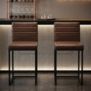 25.6 Inch Counter Height Bar Stools Set of 2 with PU Cushion and Back Modern Bar Chairs for Kitchen Island Counter with Metal Leg for Restaurant Dining Room Office, Brown and Black