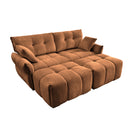 Cozy Plush Chenille 2-Seater Sofa Set with Ottomans and Throw Pillows - Burnt Orange