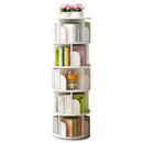 5 Tier Rotating Bookshelf, 360° Spinning Design, Space Saving Storage, for Home and Office, White MDF