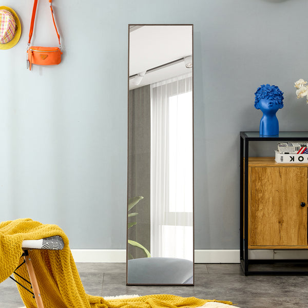 4th generation gray solid wood frame full length mirror, dressing mirror, bedroom porch, decorative mirror, clothing store, floor mounted large mirror, wall mounted,Stylish Home Essential. 58 '* 15'