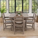 Weathered Wood HDPE 5-Piece Outdoor Patio Dining Set with Square Table, Umbrella Hole and 4 Armchairs