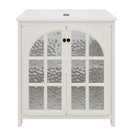 31' Vintage Farmhouse Bathroom Vanity with Ceramic Sink, Antique White Faux Aged Finish, Bronze Pulls, Soft-Closing Doors, Rubber Wood Frame