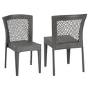 FARLEY Stacking Sidechair Set of 2 with Open Backrests in Grey Rattan