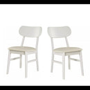 White Modern Dining Chairs Set of 2 with Rubberwood Legs, 350lbs PU Leather Seats, 22' Wide, Engineered Wood Frame