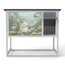 Weatherproof Outdoor Cat House, Elevated Feral Cat Shelter with High Legs, Curtained Door, Escape Door, Openable Top, Gray with Patterned Panel