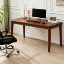 Solid Wooden Desk,55.1*19.7inch Desk ,Rubberwood Mid Century Modern Desks, Small Writing Desk for BedroomSmall Spaces,Walnut Color