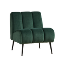 Modern Velvet Upholstered Armless Chair with Black Metal Legs for Living Room, Bedroom, Office, Green