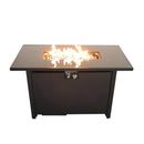 Modern 42' Smoked Glass Metal Rectangle Fire Pit Table Black Stainless Steel Propane/Natural Gas
