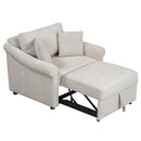 Chenille Convertible Sleeper Chair with Adjustable Backrest, 3-in-1 Lounger Chair Turns Into Bed, Single Bed for Living Room, Beige