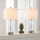 23.25' Modern Nickel Glass And Metal Table Lamp Set of 2, Funky Modern Accent Table Lamps with USB for Bedroom Bedside/Nightstand, Living Room & Desk