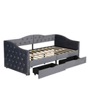Full Size Boucle Bed Frame, Upholstered Cloud Bed Frame with Headboard, with 2 Storage Drawers and 2 USB Charging Design, Solid Wood Legs and Slats, No Box Spring Needed,Grey