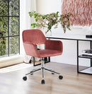 Modern Velvet Swivel Accent Chair with Chrome Base – Adjustable Height and Rolling Wheels, Blush/Rose