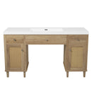 ADA Compliant 60 Inch Single Bathroom Vanity with SMC Sink, Spacious Storage Cabinet with Solid Pine Legs, Wood