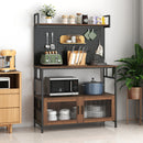 Kitchen Bakers Rack with Door, Microwave Oven Stand, Utility Storage Shelf,  Durable Kitchen Organizer for Small Spaces