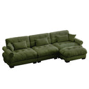 Super Comfort Oversized Modular Velvet Sectional Sofa Couch with Movable Ottoman, Olive Green