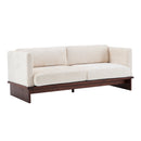 77 in. Square Arm Modern 3 Seater Boucle Sofa Upholstered Couch with Solid Wood Base, Beige