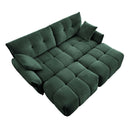 Cozy Plush Chenille 2 Seater Sofa Set with Ottomans and Throw Pillows, Ideal for Living Spaces, Green