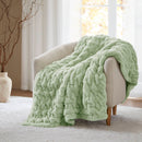 1 PC 50x60' Ruched Fur Throw Sage Green