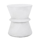 Outdoor Lightweight Concrete End Table with Hourglass Structure, Antique White