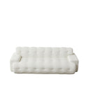 Cloud Series Minimalist Button-Tufted Square Arm Three-Seater Sofa in Snow White, Chenille Fabric, 87.4-Inch Comfortable Upholstered Sofa