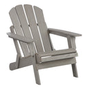 Oversize Embossed Wooden Outdoor Folding Adirondack Chair in Grey with Pre-Assembled Backrest and Seat Board, Solid Hemlock Wood Patio Chair for Garden Backyard Porch Pool Deck Firepit