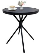 Tempered Glass Side Table 24' Round, Black Iron Frame, 10-Minute Easy Assembly, Indoor Outdoor Use for Balcony Patio Deck Small Garden