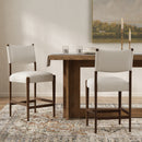26.4' Solid Wood Counter Height Barstools, Modern Bar Stools Set of 2, Linen Upholstered Kitchen Island Chair With Walnut-Finished Wood Legs for Home Bar Coffee Shop,Beige