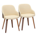 Dining/ Accent Chair in Walnut Wood and Cream Fabric