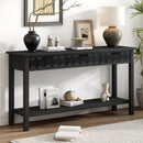 U_Style 58.3'' Fir Veneer Entryway Table with Honeycomb-patterned Fronts,Modern Stylish Console Table with 3 Drawers and Solid Fir legs,Suitable for Living Room,Entryway, Hallway, Study, Foyer