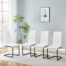 4-Pack White PU Upholstered Dining Chairs - Modern Kitchen Side Chairs with Sturdy Black Powder-Coated Metal Tube Legs, Comfortable High-Back Seating for Dining Room, Kitchen & Living Room
