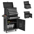 Tool Chest, 5-Drawer Rolling Tool Storage Cabinet with Detachable Top Tool Box, Liner, Universal Lockable Wheels, Adjustable Shelf, Locking Mechanism, Metal Tool Cart for Garage Workshop