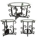 Modern 3-Piece Coffee Table Set with Tempered Glass Tops and Black Metal Frames, Scratch-Resistant for Small Living Spaces, 31.5' Round Design