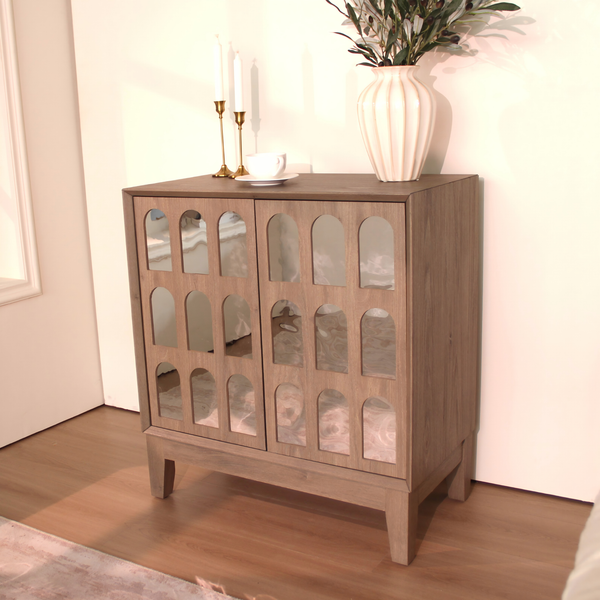 Sideboard Buffet,Mid Century Modern Storage Cabinet with Doors and Shelves, Boho Style Wooden Buffet Cabinet for Living Room