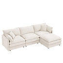 Contemporary Modular Sectional Sofa with Movable Ottoman in Beige Chenille, 102Inch L-Shaped Couch Set