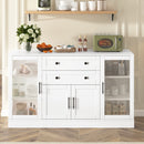 U-Style 58.3' Modern Buffet Sideboard with 4 Doors & 2 Drawers, Adjustable Shelves, Power Outlet, Acrylic Panels, Aluminum Alloy Handles, Storage Cabinet for Dining Room, Living Room and Kitchen