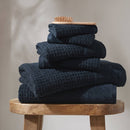 6 Pieces Combed Cotton Waffle Jacquard Bath Towel Set,Navy