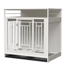 43.3 Inch Wooden Dog Crate Furniture with Divider and Storage, White