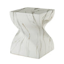 Modern Marble Faux Terrazzo Outdoor End Table, Round Side Table for Patio and Garden, Sturdy MGO & Fiberglass Blend, 14.37in Diameter