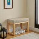 Shoe-changing bench, a shoe-changing bench with a wooden frame and a soft cushioned seat, can be placed freely and is suitable for small spaces without taking up much space -Brown