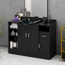 Shampoo Backwash Station for Salons,Salon Station with Shampoo Bowl & Storage Layer, Drawer,10V Outlets, USB Port, Faucet Sprayer, Salon Equipment for Spa Beauty