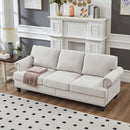 83' Modern Classic Design with Nails Living Room Three Seater Sofa Fabric Couch,Upholstered Polyester Beige.