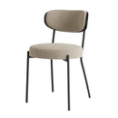 Boucle Modern Kitchen Dining Chair with Ash Veneer Bentwood Back and Black Metal Legs, Set of 2