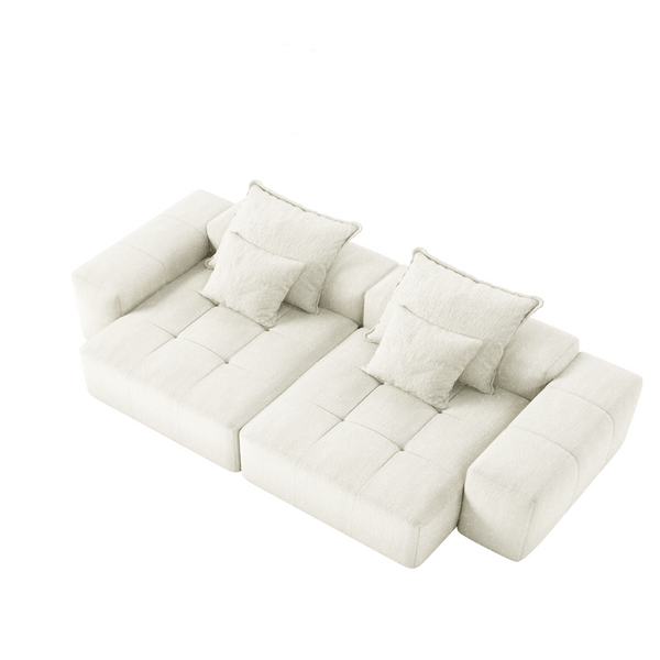 Modern Oversized Modular Sectional Sofa with 2 chaise lounge and 2 armrest,Sparkling Chenille Fabric Soft Cushion Sofa with 4 Pillows,4 PCS DIY Combination Tufted Sofa,No Assembly Required,BEIGE