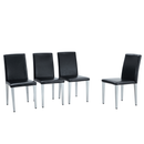 A Set of 4 Black Pu Backrest Chairs with Silver Metal Legs - A Perfect Match for Minimalist and Modern Home Styles, With Dimensions of 16.2*18.5*34.6 inches