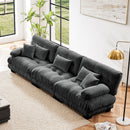 3-Seater Sectional Sofa Modular Deep Seat Sofa Couch , Chenille Sofa Soft Comfy Upholstered Furniture for Living Room, Apartment, Studio, Office,Chenille Gray