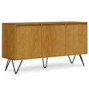 Hunter 3 Door Sideboard Buffet in Oak with Solid Wood Veneer and Black Hairpin Legs