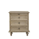Farmhouse Nightstand with 4 Drawers, Wood Storage End Table with Hidden Pull-Out Shelf, Wood Feet and Metal Handle, Natural