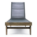Summerland Chaise Lounge - Dark Grey Mesh Acacia Wood Outdoor Seating